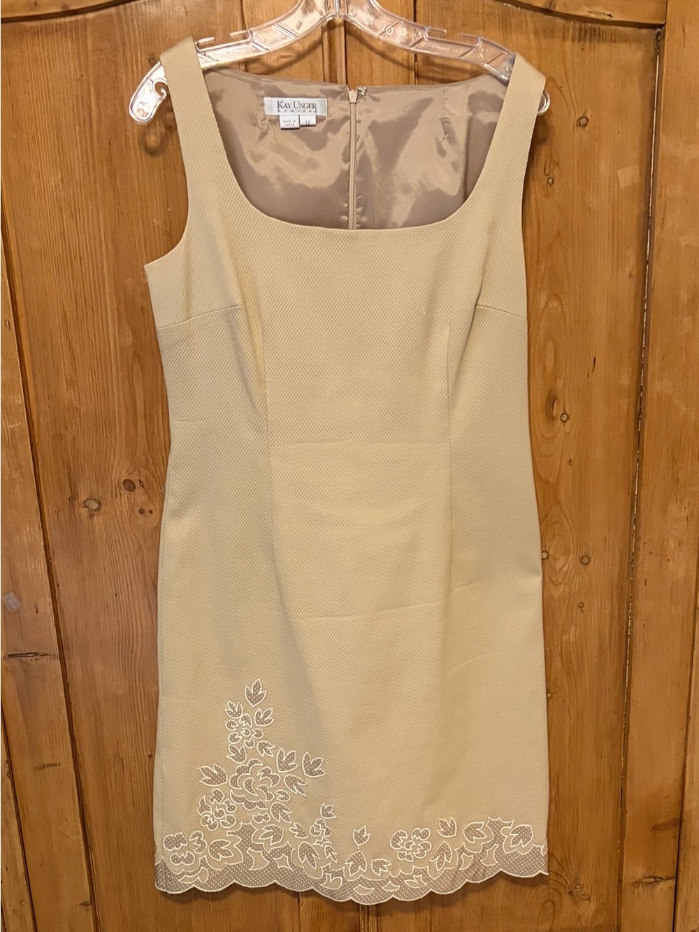 Kay Unger Sleeveless Shift Dress and Cropped Jacket with Floral Lace Hem